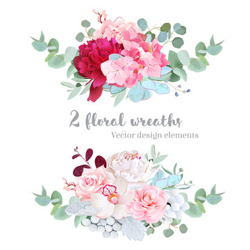 Floral mix wreath vector design set