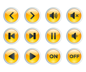 web 3d shiny button icon-vector illustration, crystal yellow color icon