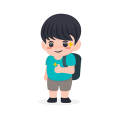 Cute Boy Cartoon Character Vector.Back to School Concept
