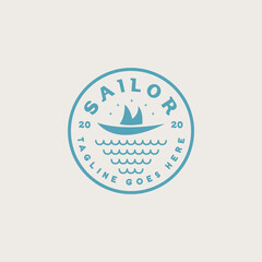classic emblem vintage sailor logo vector boat marine design
