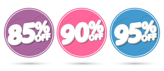 Set Sale tags, discount banners design template, app icons, vector illustration