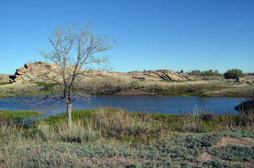 Mountain range Bektau- Ata. Tract Bektau- Ata. Central Asia Kazakhstan.