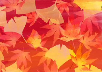 Obraz na płótnie Canvas 紅葉のある秋のイメージの背景イラスト
