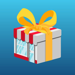 gift shop flat illustration creative concept