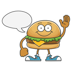 smiling happy cheese hamburger cartoon character