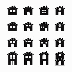 House Icon Set. House vector illustration symbol with black color.