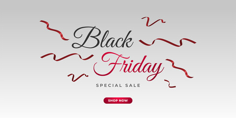 Black Friday Sale Banner with Minimalist Concept. Elegant Online Shopping Banner