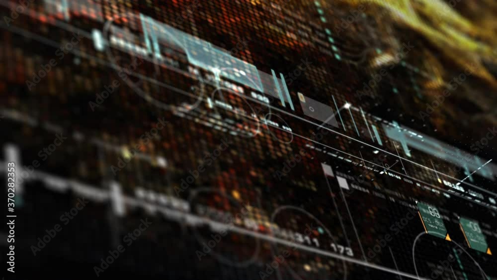 Poster Futuristic holographic data sequence simulation of artificial neural networks intelligence analysis head up display background