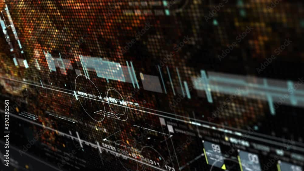 Poster Futuristic holographic data sequence simulation of artificial neural networks intelligence analysis head up display background