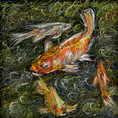 Koi Carp Fish Oil Painting in Adobe Fresco