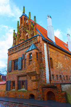Kaunas, Lithuania - January 02, 2017: The House of Perkunas or Thunder built in 15th century in Kaunas