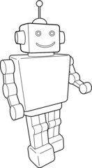 A toy robot walking forward