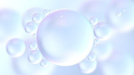 Blue water bubbles background. 3D illustration