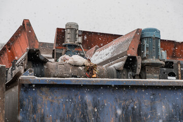 Moving conveyor transporter on Modern waste recycling processing plant. Separate and sorting garbage collection. Business for sorting and processing of waste.