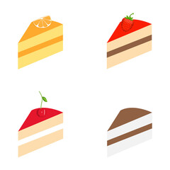Colorful sweet cakes slices pieces set vector illustration. - 370286767