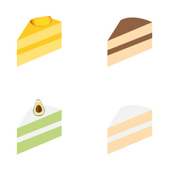 Colorful sweet cakes slices pieces set vector illustration. - 370286771