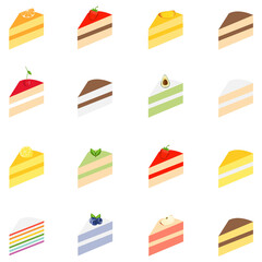 Colorful sweet cakes slices pieces set vector illustration. - 370286778