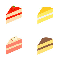 Colorful sweet cakes slices pieces set vector illustration. - 370286783