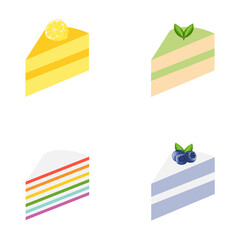Colorful sweet cakes slices pieces set vector illustration. - 370286790
