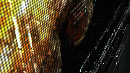 Futuristic holographic data sequence simulation of artificial neural networks intelligence analysis head up display background