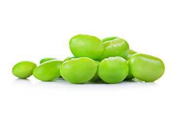 Green soybeans isolated on white background.