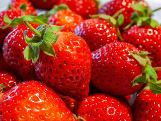 Close up shot of delicious fresh Strawberries
