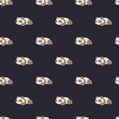 Sleeping panda flat vector background seamless pattern