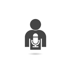 Reporter man icon with shadow