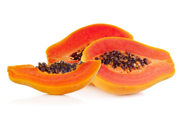 Papaya fruits isolated on white background.