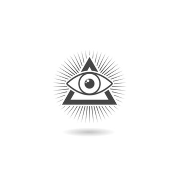All seeing eye icon with shadow