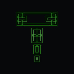 simple minimal initial biased based vector logo design of letter T with black background