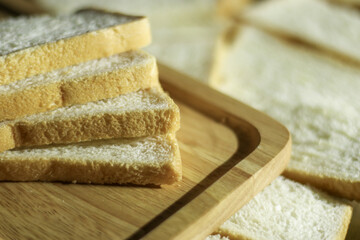 Fototapeta na wymiar Closeup slided white bread from wheat