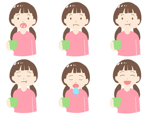 うがいをする女の子　線無し