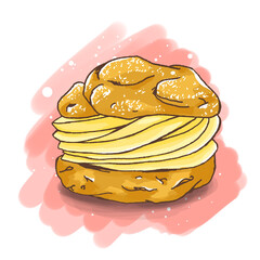 Illustration of Cream Puff, dessert