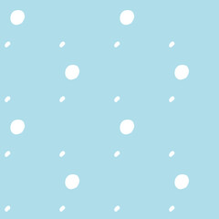 Snow on blue background. Vector seamless pattern background. Art continuous illustration. Hand drawn abstract art modern