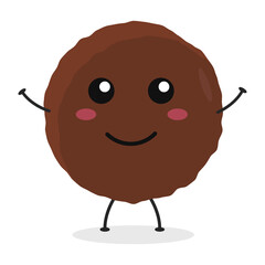 Cute flat cartoon meatball illustration. Vector illustration of cute meatball with a smiling expression.	