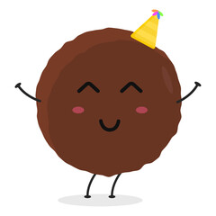 Cute flat cartoon meatball illustration. Vector illustration of cute meatball with a smiling expression.	