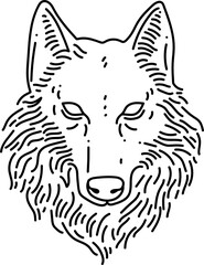 Wolf Head Line Art