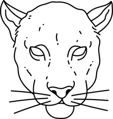 Panther Head Line Art