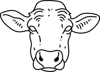 Cow Head Line Art