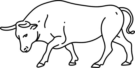 Bull Minimal Line Art