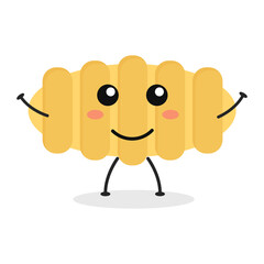 Cute flat cartoon Italian pasta illustration. Vector illustration of cute pasta with a smiling expression.