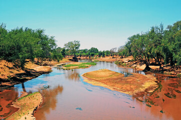 Landschaft des  Kr&uuml;ger-Nationalpark in S&uuml;dafrika.Der Kr&uuml;ger Park liegt im flachen Lowveld, der zentrale Teil auf einer durchschnittlichen H&ouml;he von 250 m &uuml;ber dem Meeresspiegel.