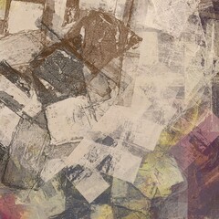 grunge texture of colored paint strokes and blurry stains with brushes of different sizes and shapes