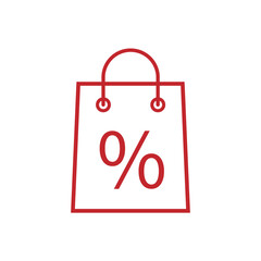 Shopping bag with the sale, discount, percentage symbol icon