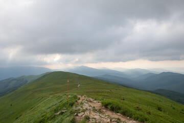 Trail on the top of the hill, Bieszczady, Poland