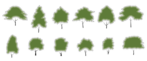 Set of icons big green tree