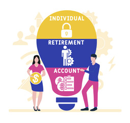 Flat design with people. IRA - Individual Retirement Account . business concept background. Vector illustration for website banner, marketing materials, business presentation, online advertising.