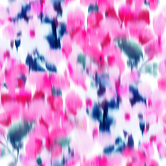 Seamless pattern made of blurred field flowers. Floral in bloom. Botanical background with defocused watercolor petals. Trendy fashion style design for fabric and textile.