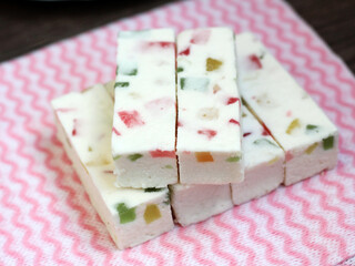 White marshmallow with marmalade crumbs, dessert